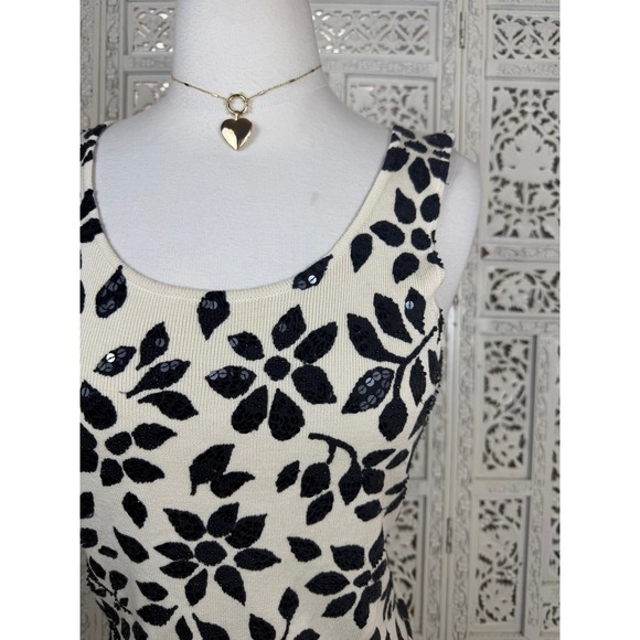 Ann Taylor Silk Ribbed Tank Top Sz S Sequin Beaded Fairy Dainty Whimisgoth - Picture 2 of 7